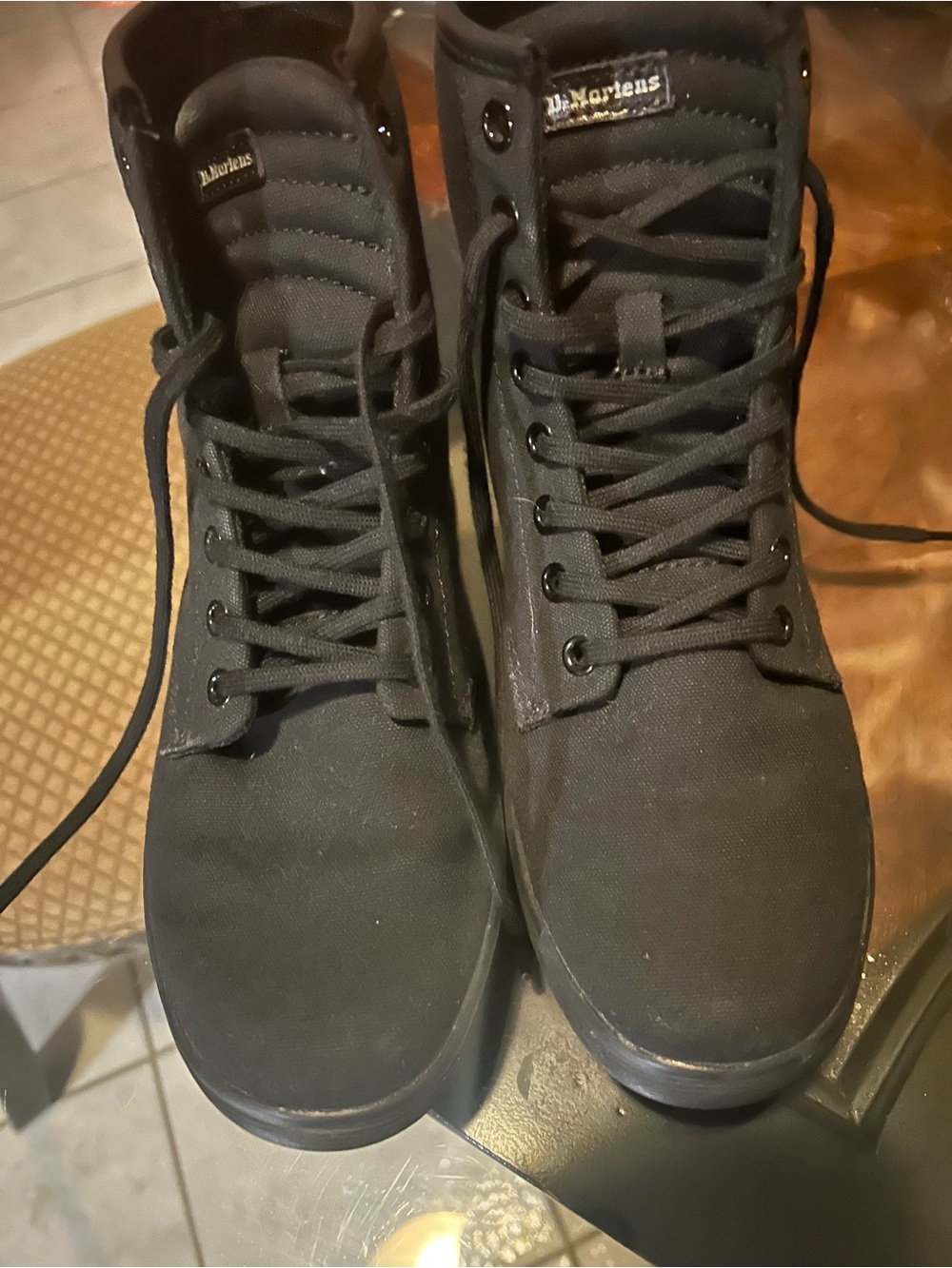 Dr. Martens Black Canvas High-Top Lace-Up Boots